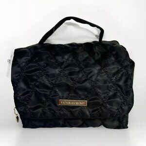 NWT Victoria's Secret Black Quilted Cosmetics Makeup Travel Bag rm 4 everything!